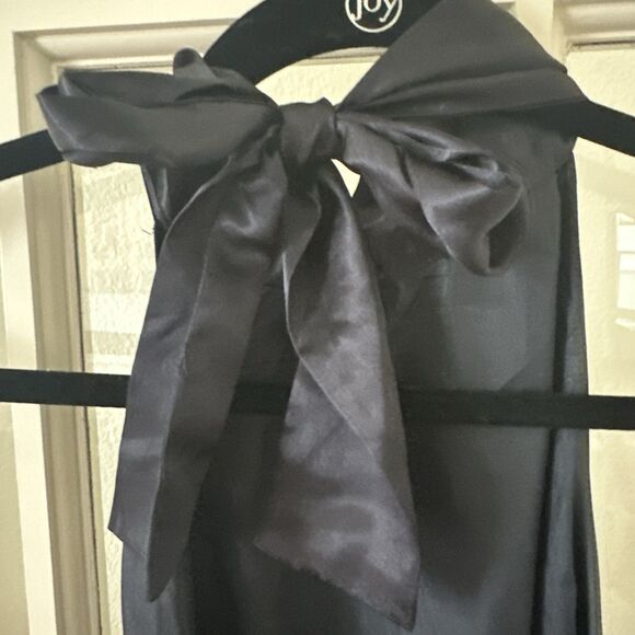 Navy Blue Satin Dress Halter Women Medium Belted Mini Forever 21 - Picture 5 of 9